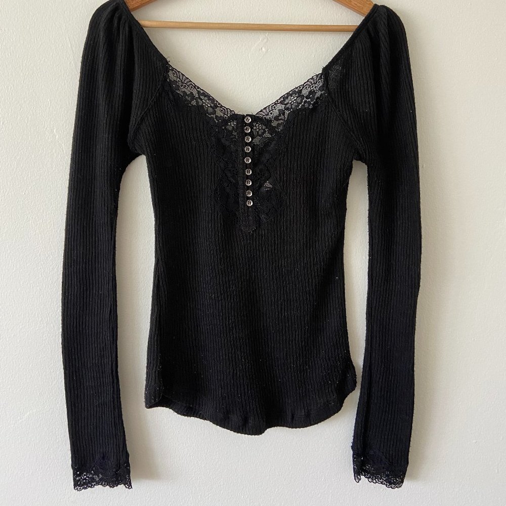 Black Sweater w/ Lace Detail